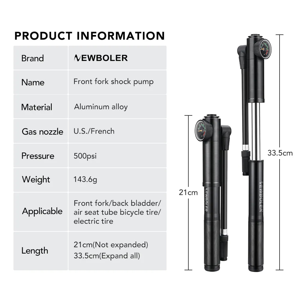 Portable High-pressure Bike Air Pump with Gauge