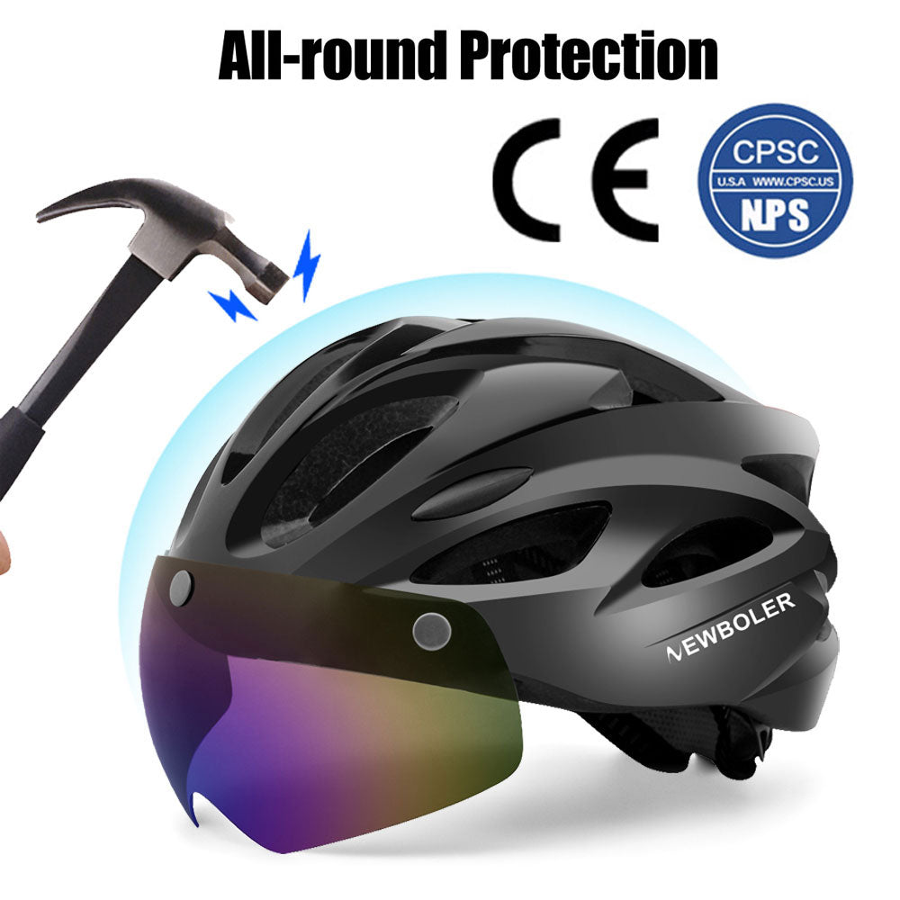 Bicycle Helmet With Visors + LED Light